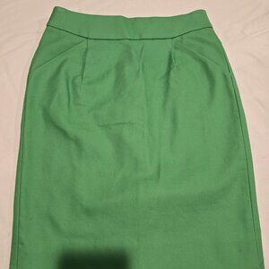 J Crew Pencil Skirt Bright Green Work Career Classic Size 0 EUC Like New Pockets